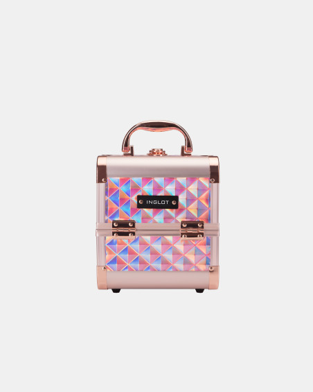 INGLOT MAKEUP CASE DIAMOND MINI HOLOGRAPHIC ROSE GOLD (MB152M BIG DIAMOND K107 9)