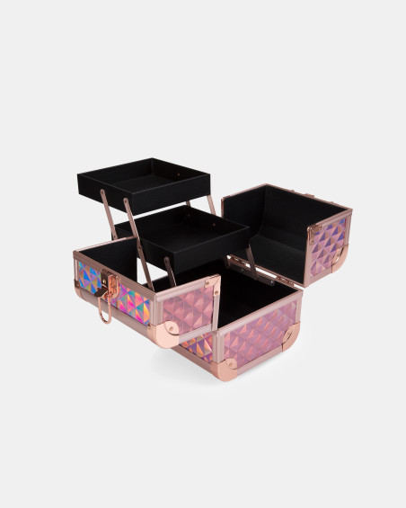 INGLOT MAKEUP CASE DIAMOND MINI HOLOGRAPHIC ROSE GOLD (MB152M BIG DIAMOND K107 9)