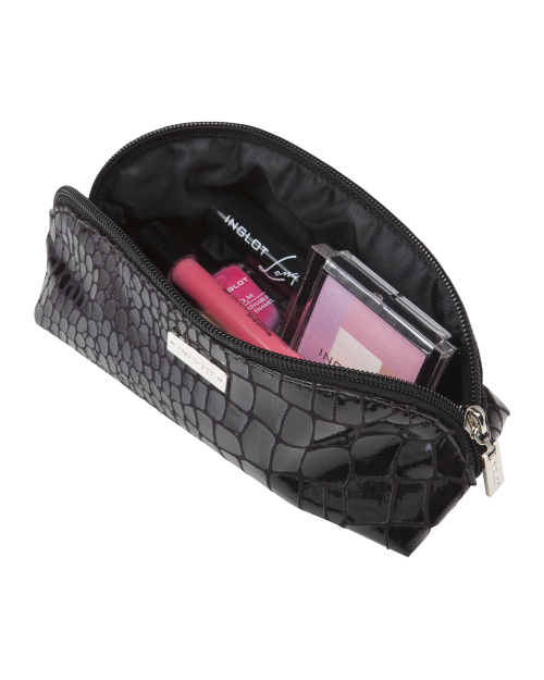 MAKEUP PENCIL CASE SNAKE SKIN PATTERN BLACK (R23984B)